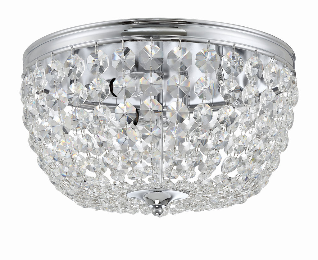 Nola 3 Light Polished Chrome Flush Mount Semi Flush Crystorama