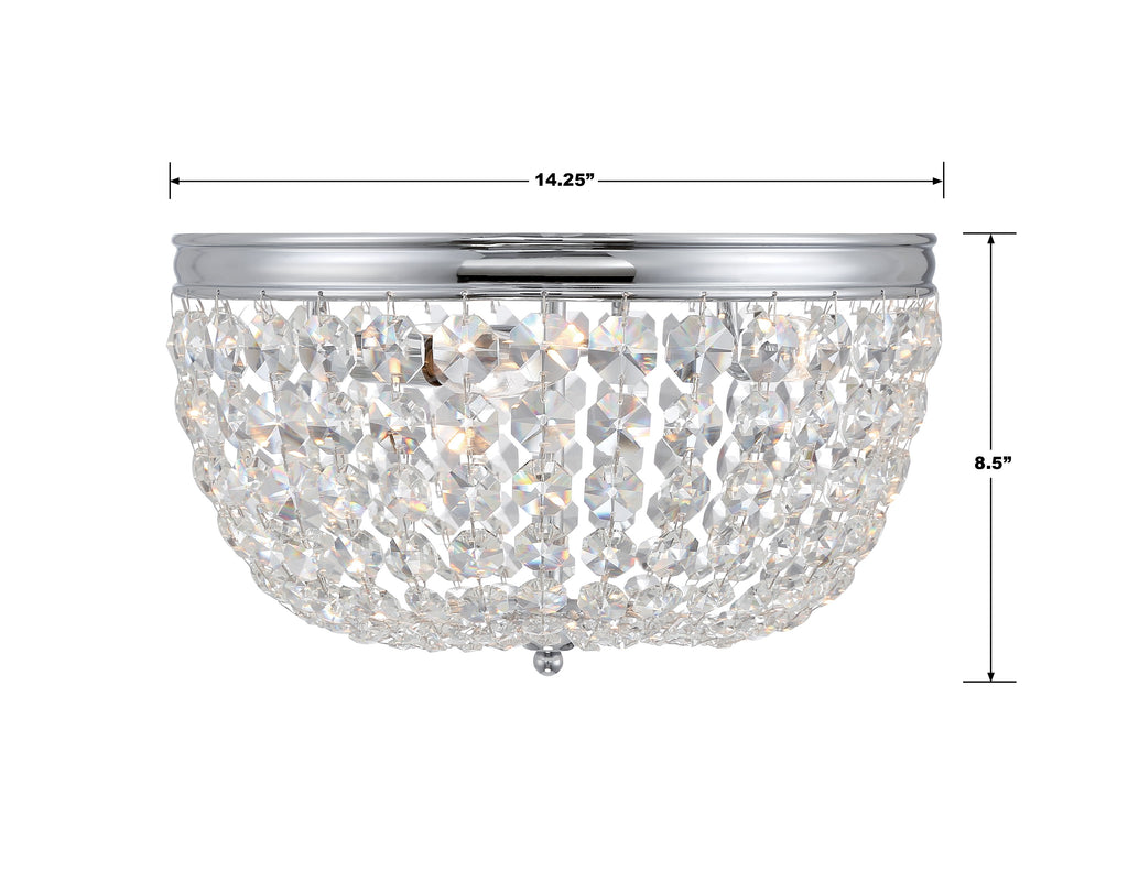 Nola 3 Light Polished Chrome Flush Mount Semi Flush Crystorama