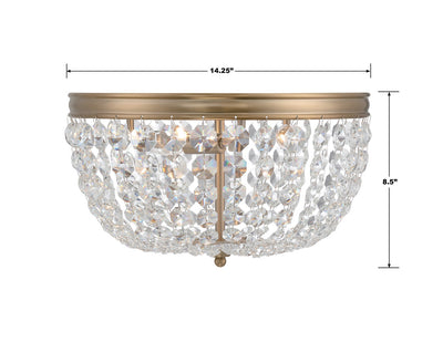 Nola 3 Light Vibrant Gold Flush Mount Semi Flush Crystorama