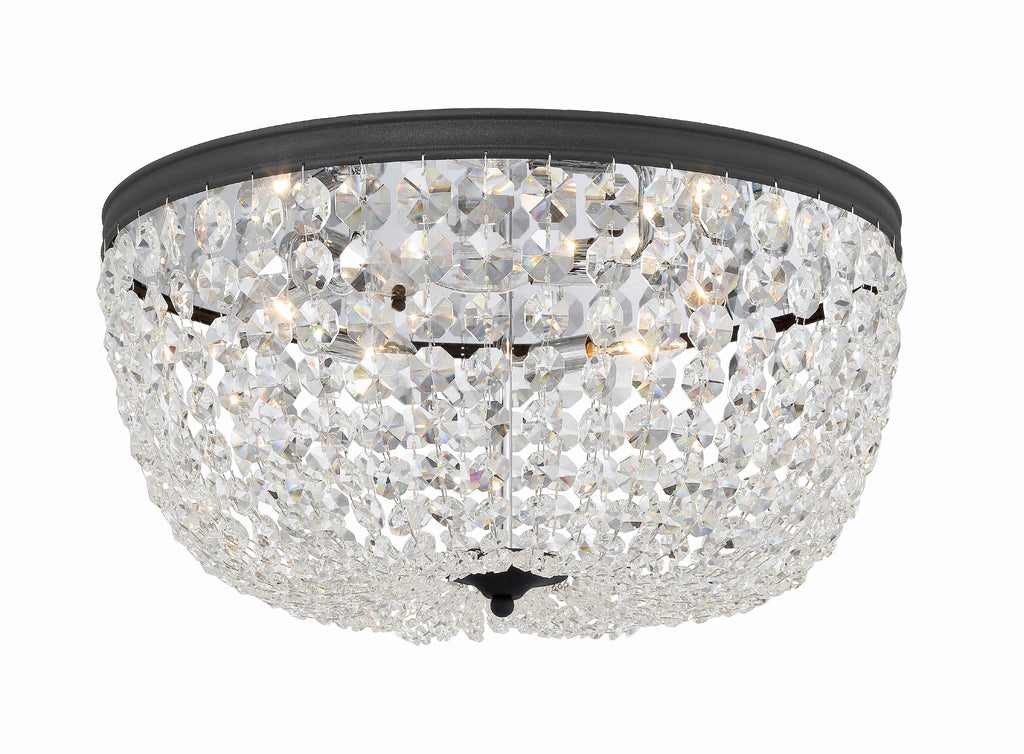 Nola 5 Light Black Forged Flush Mount Semi Flush Crystorama