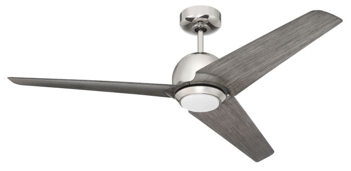 52" Nate in Polished Nickel Finish, Greywood Blades, Light kit included (Optional), WiFi Control Ceiling Fan CRAFTMADE