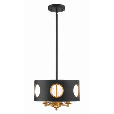 Odelle 4 Light Black + Antique Gold Mini Chandelier Chandelier Crystorama