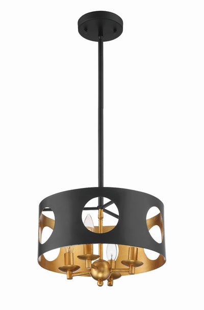 Odelle 4 Light Black + Antique Gold Mini Chandelier Chandelier Crystorama