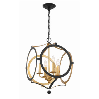 Odelle 4 Light Black + Antique Gold Chandelier Chandelier Crystorama