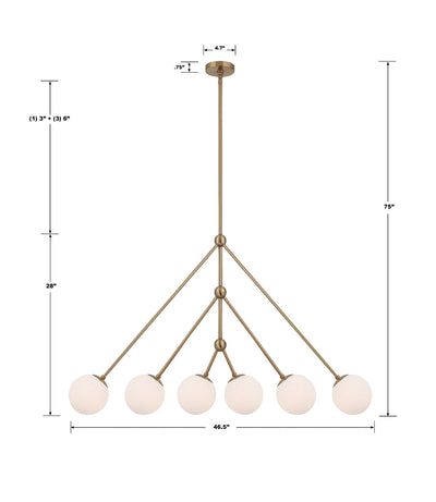 Omni 6 Light Aged Brass Chandelier Chandelier Crystorama