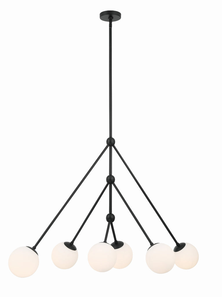 Omni 6 Light Matte Black Chandelier Chandelier Crystorama