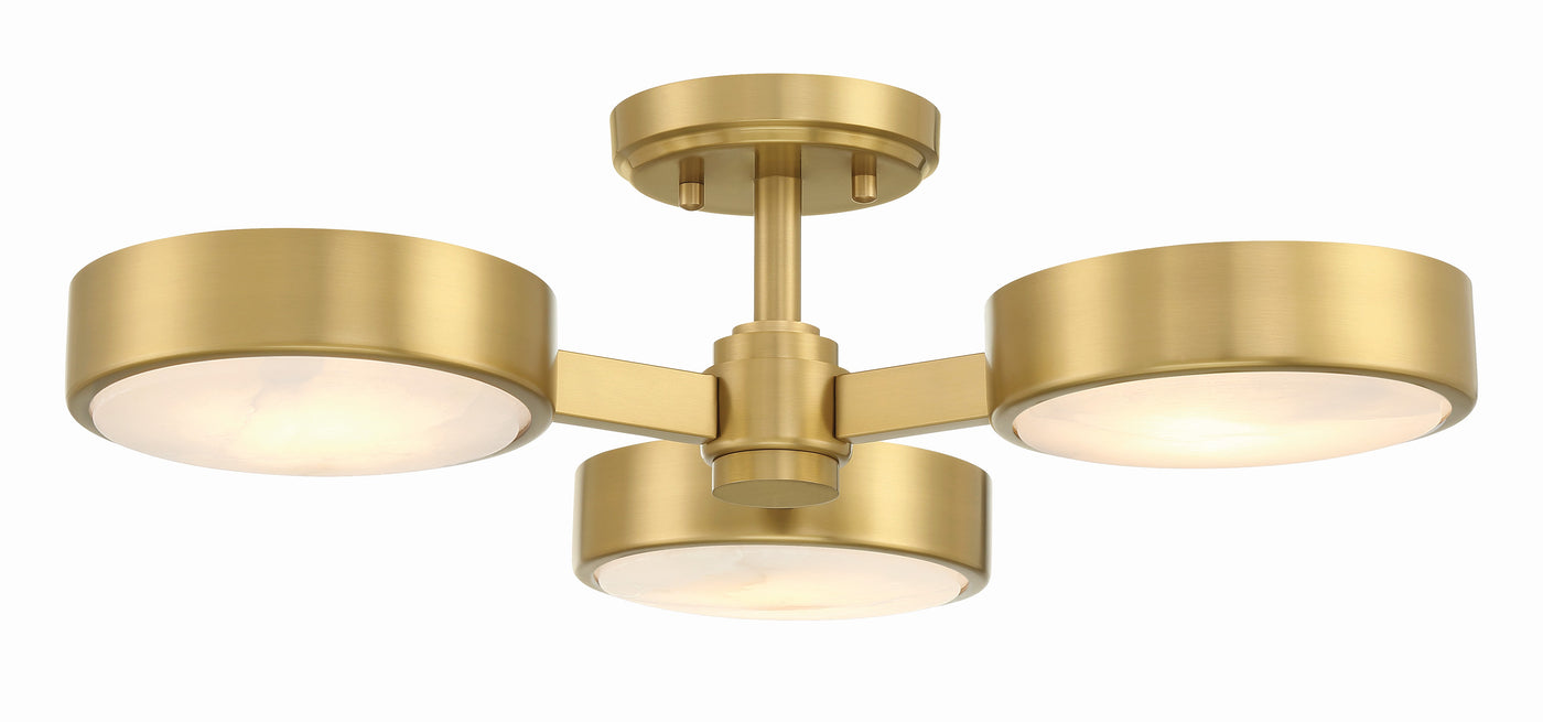 Orson 3 Light Modern Gold Semi Flush Mount Semi Flush Crystorama