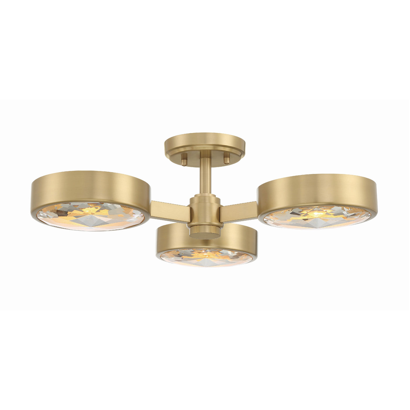 Orson 3 Light Modern Gold Semi Flush Mount Semi Flush Crystorama