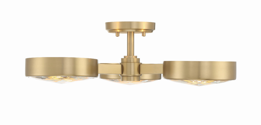 Orson 3 Light Modern Gold Semi Flush Mount Semi Flush Crystorama