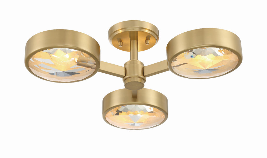 Orson 3 Light Modern Gold Semi Flush Mount Semi Flush Crystorama