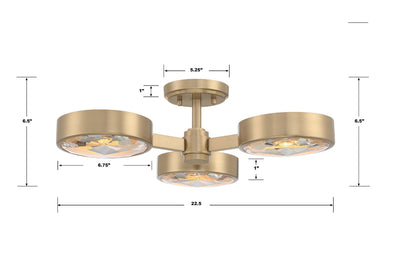 Orson 3 Light Modern Gold Semi Flush Mount Semi Flush Crystorama