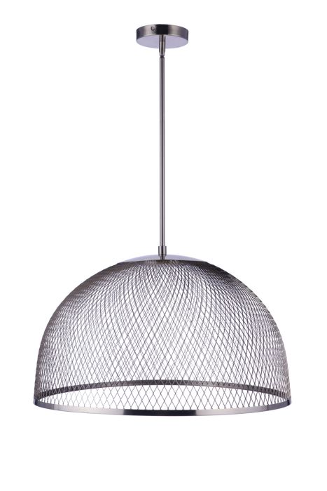 24.25” Diameter Sculptural Statement Metal Mesh Dome Pendant in Brushed Polished Nickel Pendant Craftmade