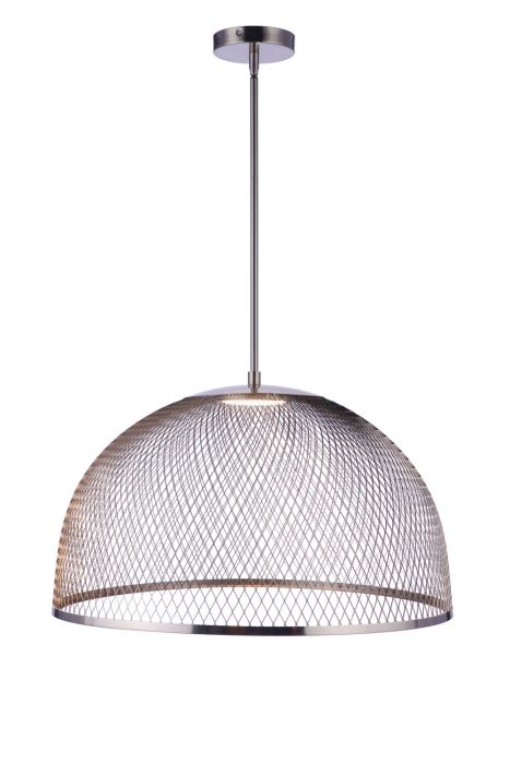 24.25” Diameter Sculptural Statement Metal Mesh Dome Pendant in Brushed Polished Nickel Pendant Craftmade