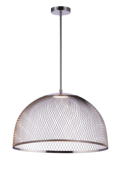 24.25” Diameter Sculptural Statement Metal Mesh Dome Pendant in Brushed Polished Nickel Pendant Craftmade