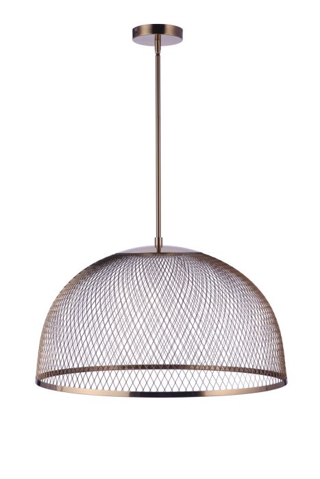 24.25” Diameter Sculptural Statement Metal Mesh Dome Pendant in Satin Brass Pendant Craftmade