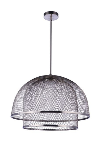 24.25” Diameter Sculptural Statement Metal Mesh Dome 2 Shade Pendant in Brushed Polished Nickel Pendant Craftmade