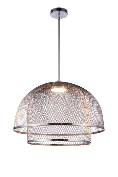 24.25” Diameter Sculptural Statement Metal Mesh Dome 2 Shade Pendant in Brushed Polished Nickel Pendant Craftmade