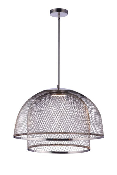 24.25” Diameter Sculptural Statement Metal Mesh Dome 2 Shade Pendant in Brushed Polished Nickel Pendant Craftmade