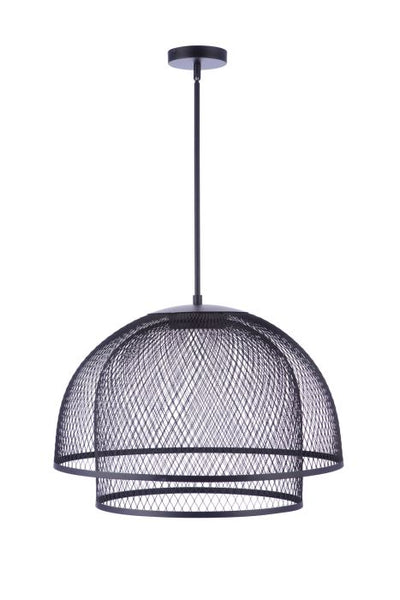 24.25” Diameter Sculptural Statement Metal Mesh Dome Pendant in Flat Black Pendant Craftmade