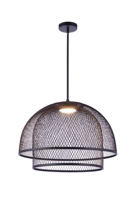 24.25” Diameter Sculptural Statement Metal Mesh Dome 2 Shade Pendant in Flat Black Pendant Craftmade