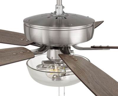 52" Pro Plus 101 in Brushed Polished Nickel w/ Driftwood/Grey Walnut Blades Ceiling Fan CRAFTMADE