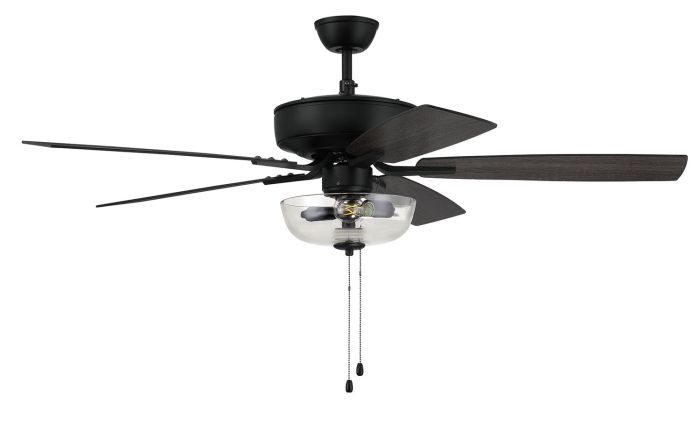 52" Pro Plus 101 in Flat Black  w/ Flat Black/Grey Wood Blades Ceiling Fan CRAFTMADE