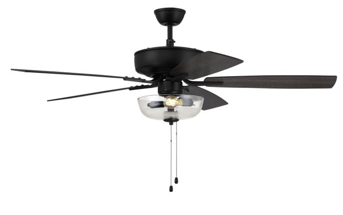 52" Pro Plus 101 in Flat Black  w/ Flat Black/Grey Wood Blades Ceiling Fan CRAFTMADE