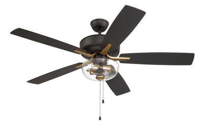 52" Pro Plus 101 in Flat Black/Satin Brass w/ Black Walnut/Flat Black Blades Ceiling Fan CRAFTMADE