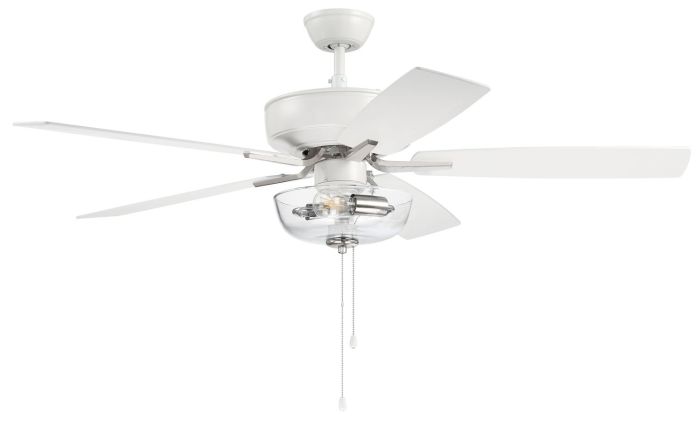 52" Pro Plus 101 in White/Polished Nickel w/ White/Washed Oak Blades Ceiling Fan CRAFTMADE