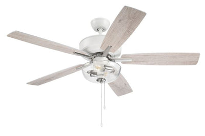 52" Pro Plus 101 in White/Polished Nickel w/ White/Washed Oak Blades Ceiling Fan CRAFTMADE