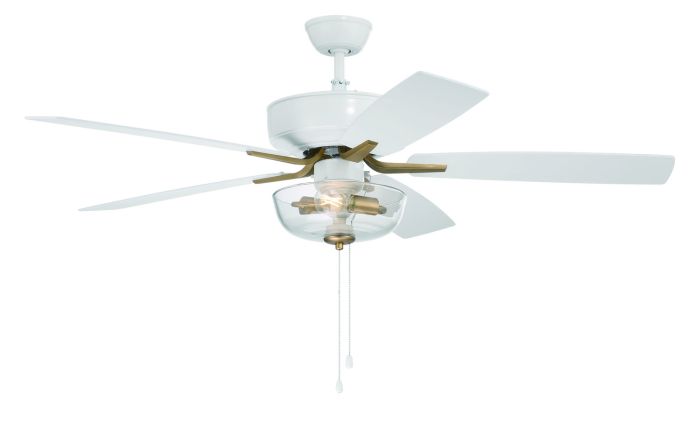 52" Pro Plus 101 in White/Satin Brass w/ White/Washed Oak Blades Ceiling Fan CRAFTMADE