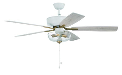 52" Pro Plus 101 in White/Satin Brass w/ White/Washed Oak Blades Ceiling Fan CRAFTMADE