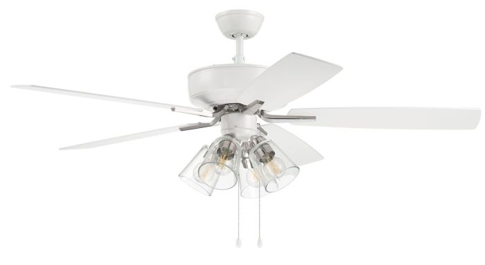 52" Pro Plus 104 in White/Polished Nickel w/ White/Washed Oak Blades Ceiling Fan CRAFTMADE