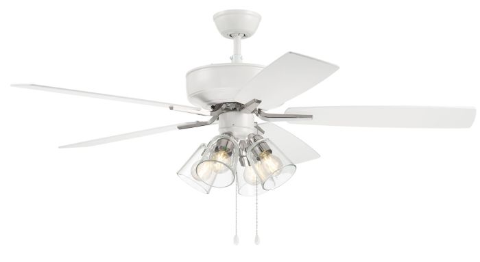 52" Pro Plus 104 in White/Polished Nickel w/ White/Washed Oak Blades Ceiling Fan CRAFTMADE