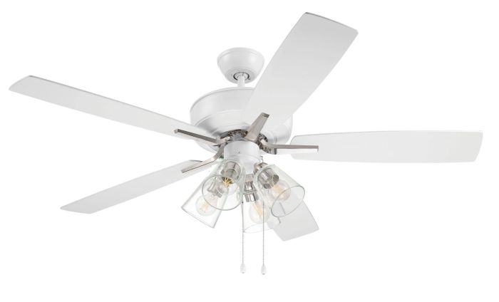 52" Pro Plus 104 in White/Polished Nickel w/ White/Washed Oak Blades Ceiling Fan CRAFTMADE