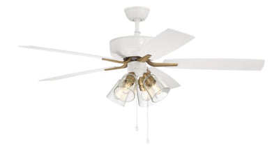 52" Pro Plus 104 in White/Satin Brass w/ White/Washed Oak Blades Ceiling Fan CRAFTMADE