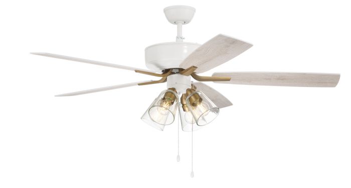 52" Pro Plus 104 in White/Satin Brass w/ White/Washed Oak Blades Ceiling Fan CRAFTMADE