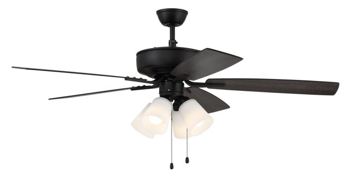 52" Pro Plus 114 in Flat Black  w/ Flat Black/Grey Wood Blades Ceiling Fan CRAFTMADE