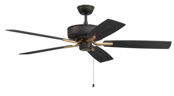 52" Pro Plus in Flat Black/Satin Brass w/ Black Walnut/Flat Black Blades Ceiling Fan CRAFTMADE