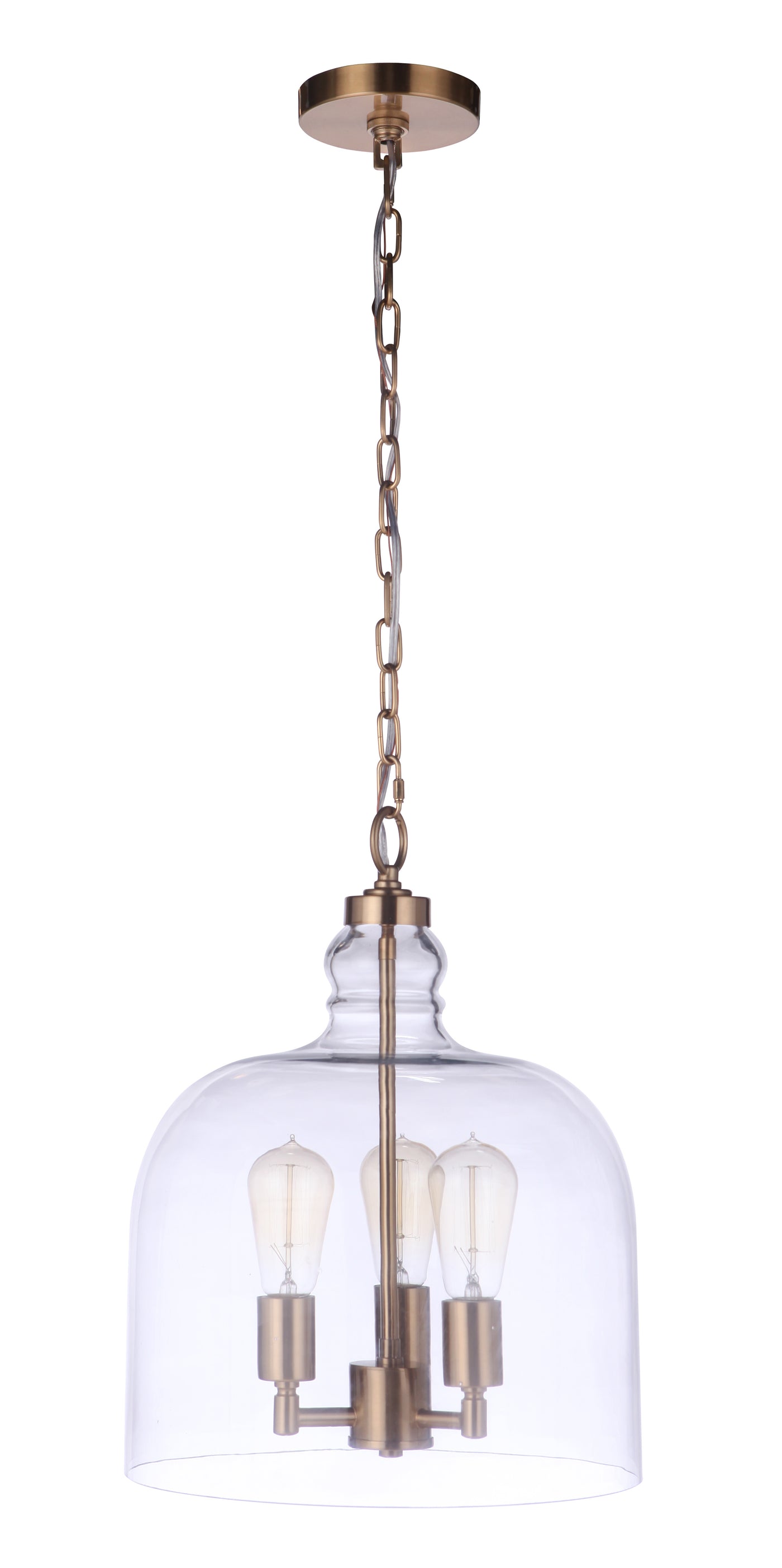 Jackson 3 Light Pendant, Satin Brass Pendant Craftmade