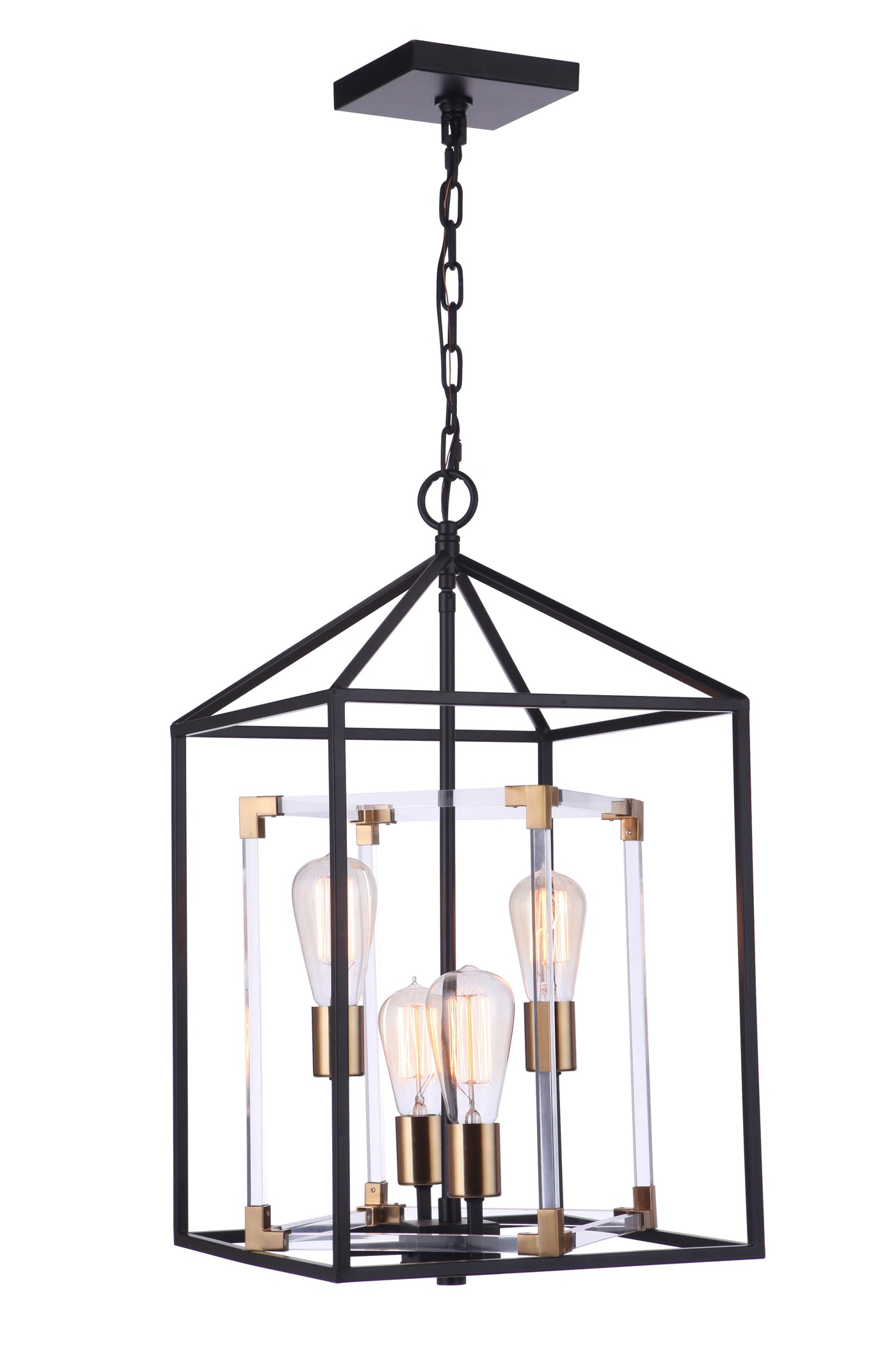 Aaron 4 Light Acrylic Pendant in Flat Black/Satin Brass Pendant Craftmade