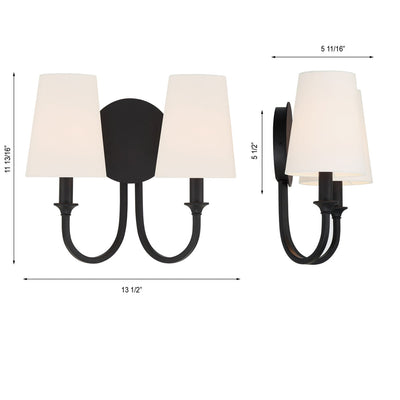 Payton 2 Light Black Forged Sconce Wall Sconce Crystorama