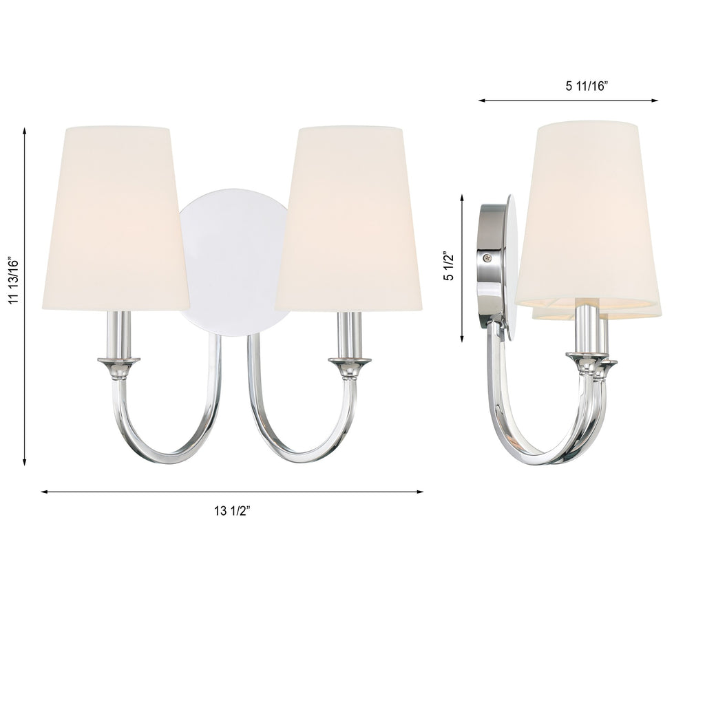 Payton 2 Light Polished Chrome Sconce Wall Sconce Crystorama