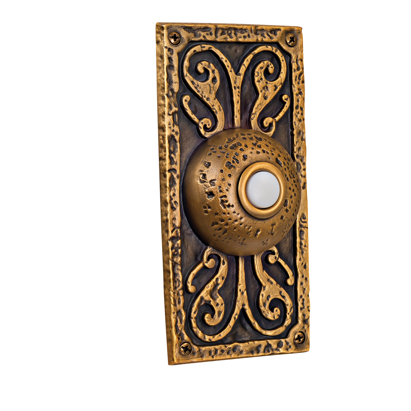 Surface Mount Designer LED Lighted Push Button in Burnished Brass Doorbell Button Craftmade