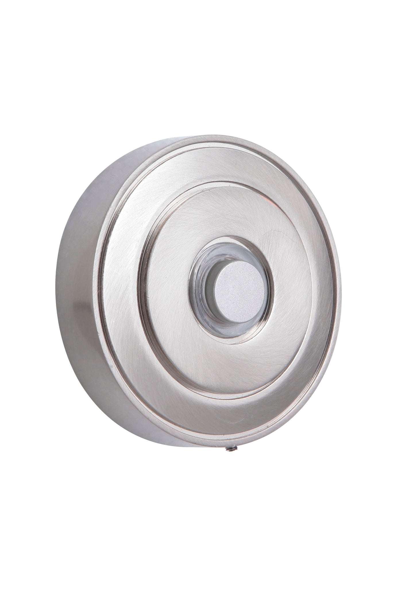 Surface Mount LED Lighted Push Button, Round LED Halo Light in Brushed Polished Nickel Doorbell Button Craftmade