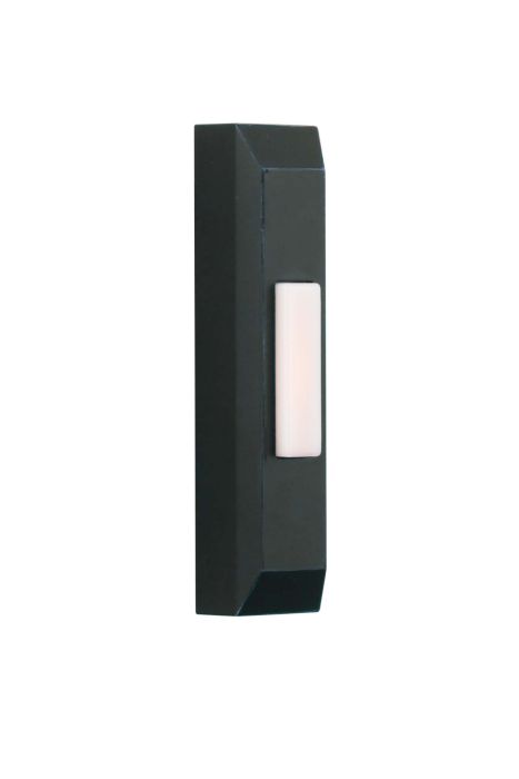Surface Mount LED Lighted Push Button, Thin Rectangle Profile in Flat Black Doorbell Button Craftmade