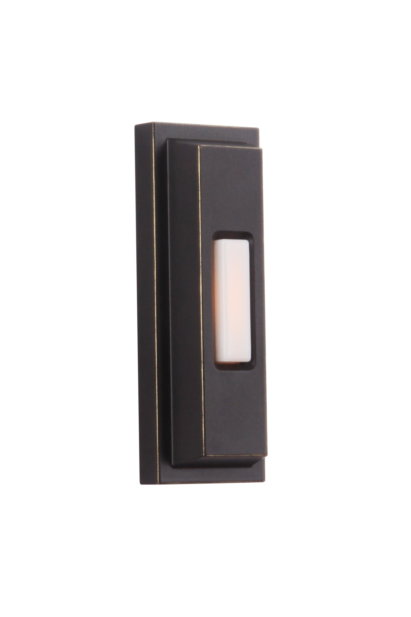 Surface Mount LED Lighted Push Button, Beveled Rectangle in Antique Bronze Doorbell Button Craftmade