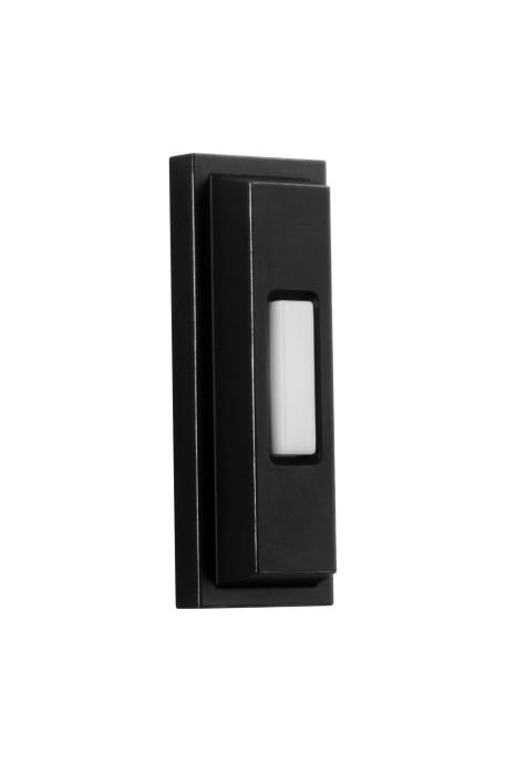 Surface Mount LED Lighted Push Button, Beveled Rectangle in Flat Black Doorbell Button Craftmade