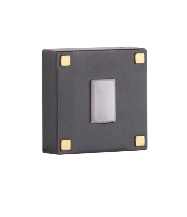 Surface Mount LED Lighted Push Button in Flat Black w/ Satin Brass Accents Doorbell Button Craftmade