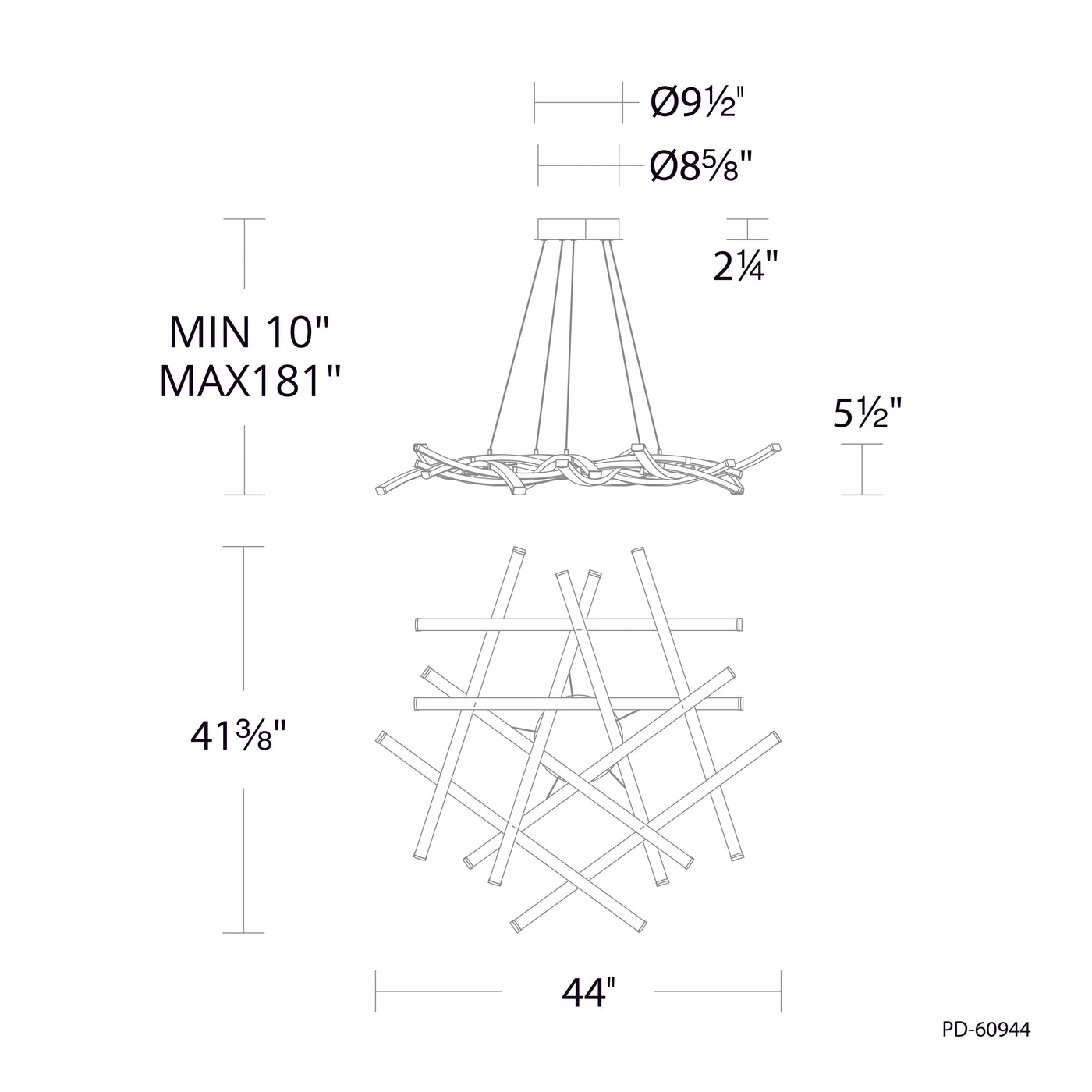 Divergence LED Chandelier Chandelier WAC Lighting